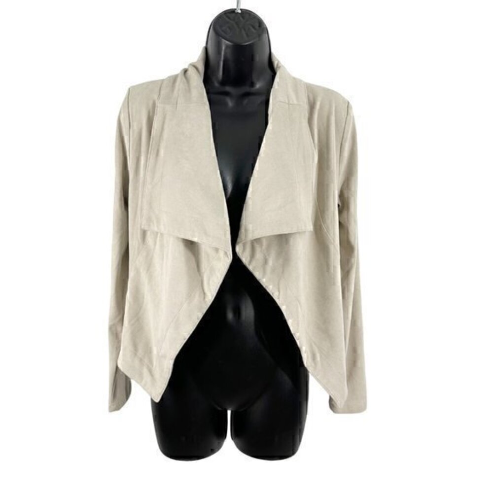 Romeo & Juliet Couture Open‎ Front Drape Long Sleeve Jacket Stone Cream Small